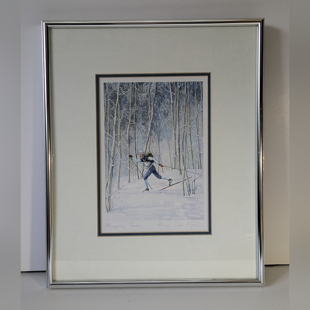Whispering Tracks Framed Print Double Matted Hanne Lora Koehler Wall Decor Skier